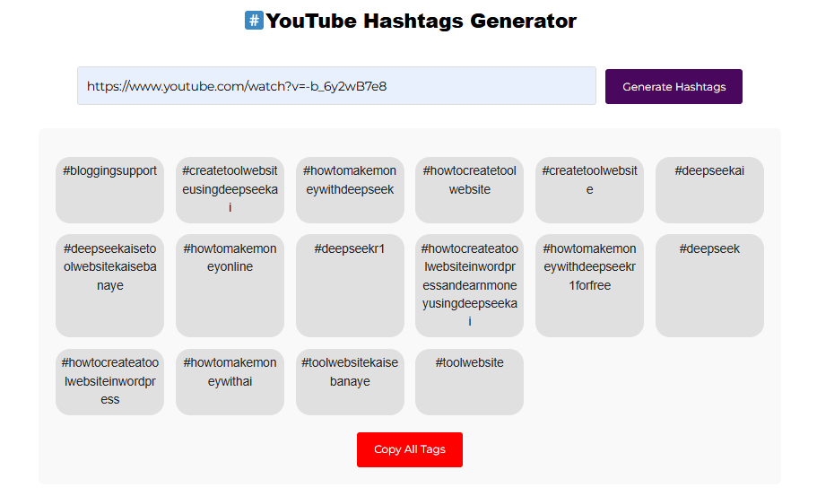 YouTube Hashtags Generator