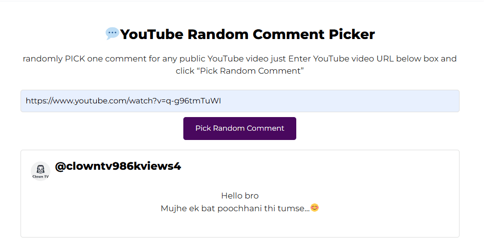 YouTube Random Comment Picker