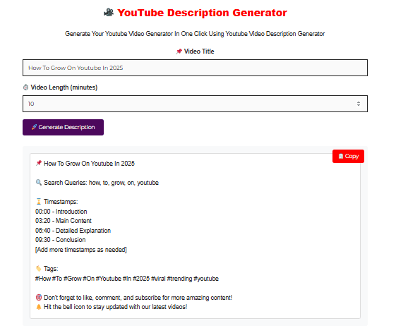 Youtube Video Description Generator 2025